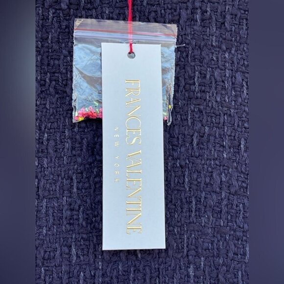 FRANCES VALENTINE Twiggy Fringe Dress Cotton Boucle Navy size 1 X - Picture 13 of 16